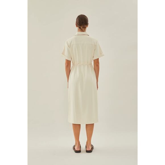 KLARRA STUDIOS NWOT BELTED BUTTON UP MIDI SHIRT DRESS IN IVORY Sz:Sm Ret$199 - Picture 6 of 8